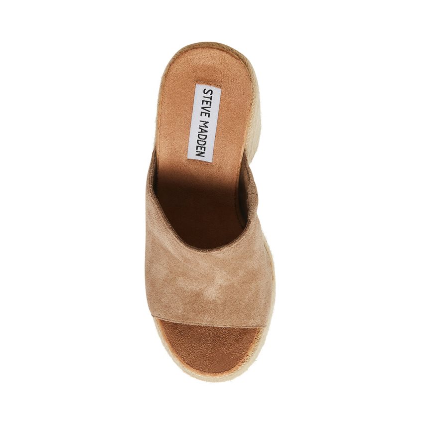 Light Brown Steve Madden Becca Suede Women's Platform Sandals | PH 9820FTC